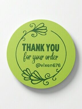 50pc 2” Green Floral Thank You Stickers Boutique Personalized Packaging Labels
